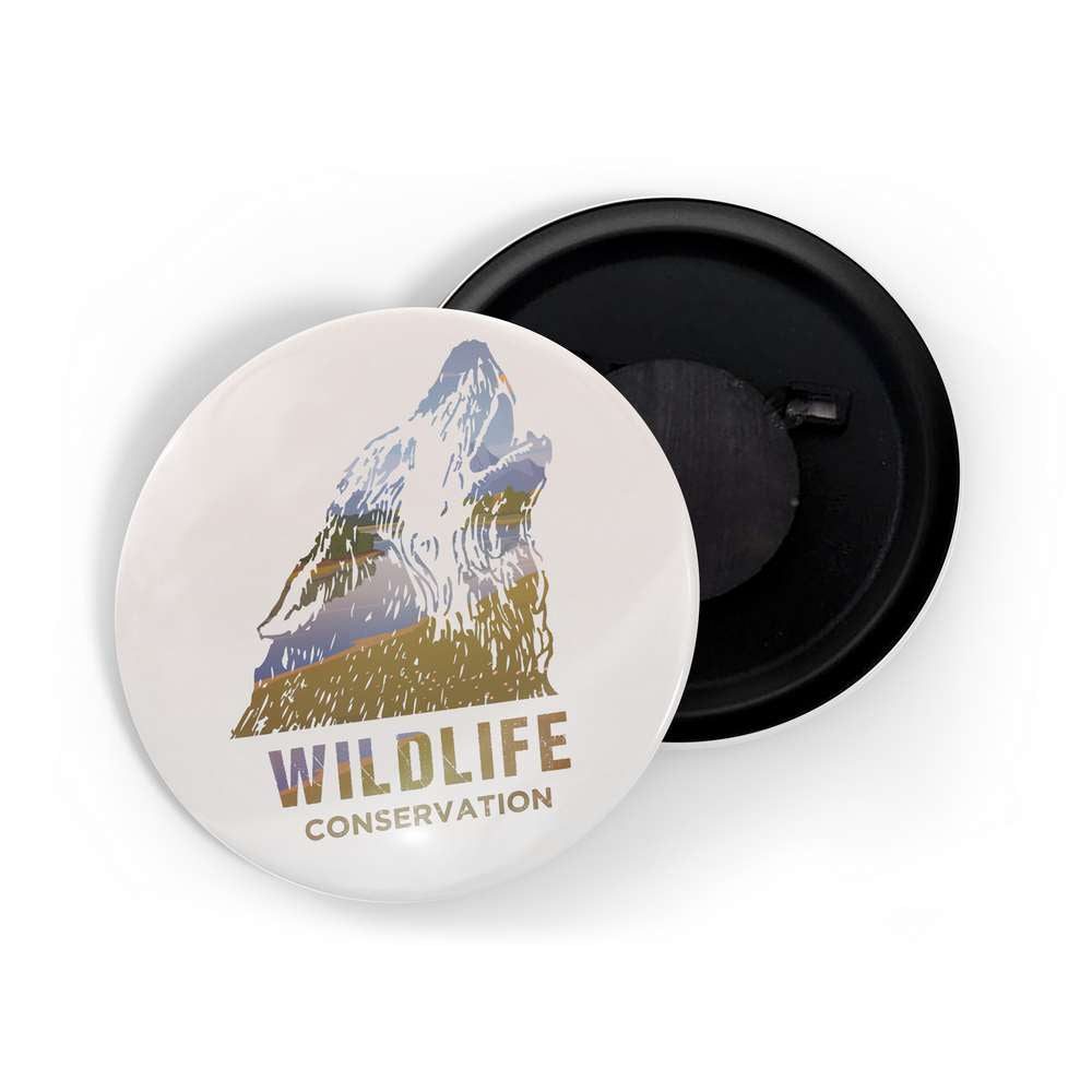 dhcrafts Fridge Magnet Wildlife Conservation Wolf D5 Glossy Finish Design Pack of 1 (58mm)